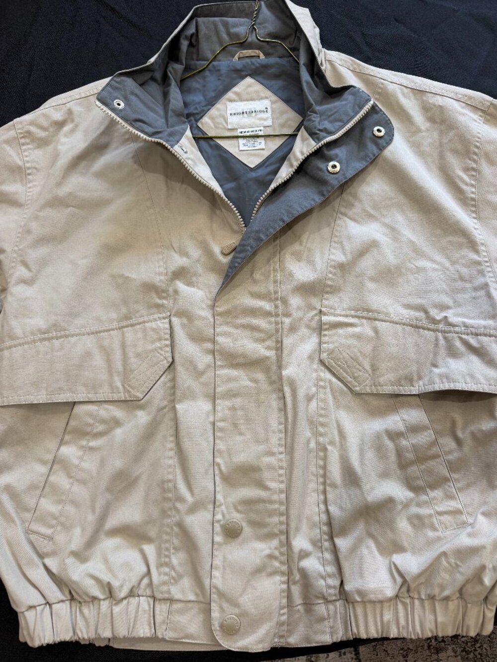 Knightsbridge Jacket tan beige with contrasting gray collar